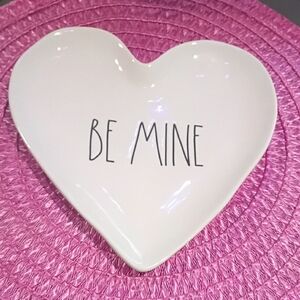 Rae Dunn White Heart Plate with 'Be Mine'